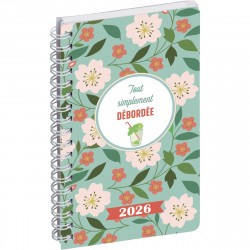 AGENDA SEMAINIER  9X16CM DÉBORDÉE 12 mois de Janvier à Décembre. La semaine sur 2 pages