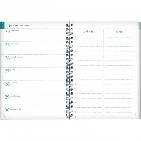 RECHARGE AGENDA EASYTIME 15X21cm 12 mois Janvier à décembre 1 semaine sur 2 pages