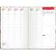 AGENDA SEMAINIER FLOWERS LIBERTY 16x24cm. 12 mois de janvier à décembre 1 semaine sur 2 pages