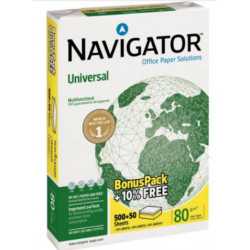 PAPIER A4 80G BLANC NAVIGATOR CIE169 RAM 500+50F ECOLABEL FSC DONT ECOFOLIO 0.13CTS