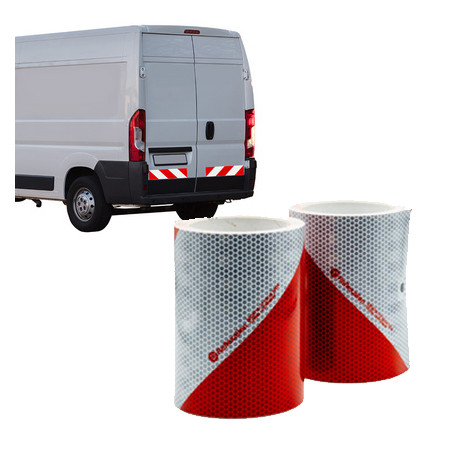 FILM RÉFLÉCHISSANT rouge/blanc *modèle pour la droite* POUR VÉHICULES DE SERVICE 141MMx9M (copie)