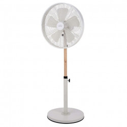 VENTILATEUR BLANC SUR PIED 40CM PIED BOIS