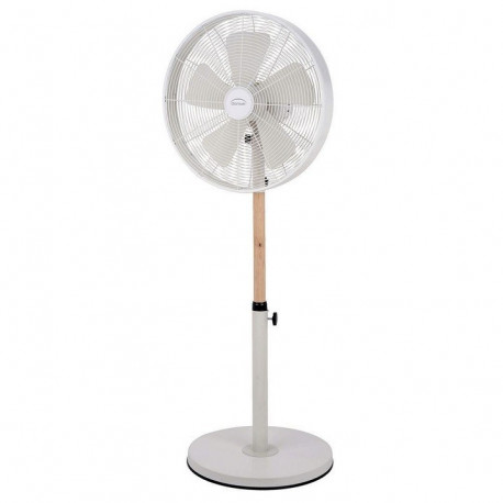VENTILATEUR BLANC SUR PIED 40CM PIED BOIS