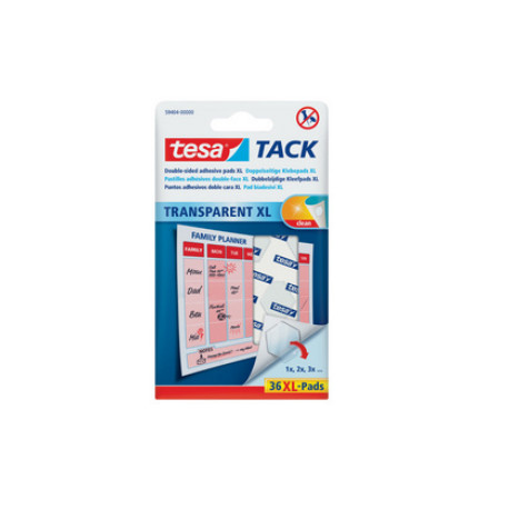PASTILLES ADHESIVES XL DOUBLE FACE TESAPACK X36 TRANSPARENT
