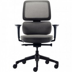 FAUTEUIL MANAGER ERGONOMIQUE SLAGEN GRIS 135KG AVEC TETIERE OPTION SYNCHONE PROF.ASS.HT DOSS.REGL.SUPP.LOMB.ACC.INCLUS GAR8ANS