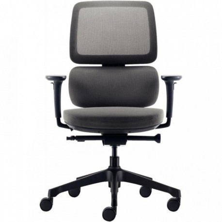 FAUTEUIL MANAGER ERGONOMIQUE SLAGEN GRIS 135KG AVEC TETIERE OPTION SYNCHONE PROF.ASS.HT DOSS.REGL.SUPP.LOMB.ACC.INCLUS GAR8ANS