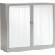 ARMOIRE À RIDEAUX BASSE FAB FR  2 TABLETTES L120 H100 P43 CM GENERIC+  CORPS ALUMINIM RIDEAUX BLANCS GAR 5 ANS