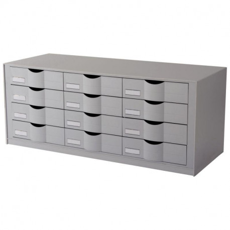 BLOC 12 TIROIRS 857X329X342MM GRIS