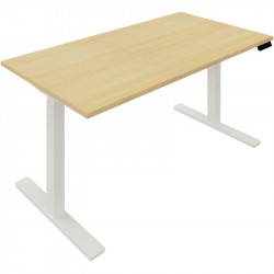 BUREAU À RÉGLAGE COMMANDE ÉLECTRIQUE GUERA L120XP80CM PLAT. 25MM  CHÊNE CLAIR/PIÈTEMENT BLANC