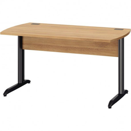 BUREAU TELETRAVAIL  PIEDS MÉTAL L120 CM DECOR CHÊNE DE BOCAGE voile de fond inclus 2 passes câbles inclus 