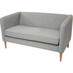 CANAPÉ KANAP 2 PLACES GRIS REVET.POLYESTER 4 PIEDS CONIQUES BOIS DE HEVEA  A VISSER GAR 3 ANS