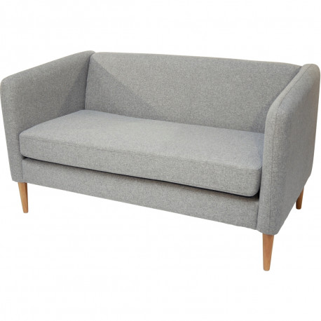 CANAPÉ KANAP 2 PLACES GRIS REVET.POLYESTER 4 PIEDS CONIQUES BOIS DE HEVEA  A VISSER GAR 3 ANS