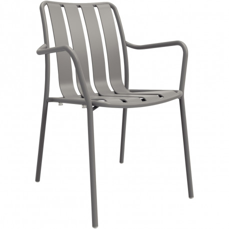 CHAISE AVEC ACCOUDOIRS VERANO GRIS CDE PAR 2 ALU 100% RECYCL.ASSISE 95KG GAR 3 ANS