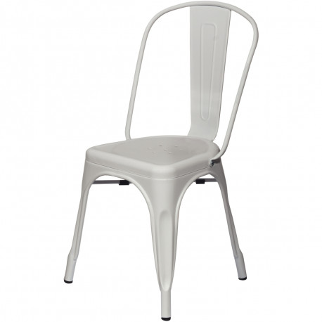 CHAISES URBAN BLANC LOT DE 2 USAGE INTER.EXTER.ACIER GALVANISE LAQUE  100% RECYCL.EMPILABLE TRAITE UV ASSISE PERF.DRAINAGE EAU
