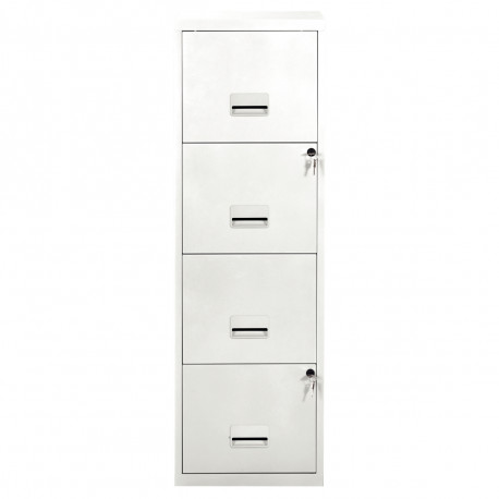 CLASSEUR ÉCONOMIQUE FAB FR 4 TIROIRS POUR DOSSIERS SUSPENDUS L40 H126 P40  BLANC GAR 5 ANS