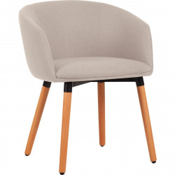 FAUTEUIL TISSU ARCO BEIGE DESIG.SCANDINAVE COSY DOSS.ASS.TISSU 4 PIEDS BOIS HETRE HT ASS. 48CM GAR 3 ANS