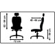 FAUTEUIL XILIUM DUO BACK NOIR SYNCHRONE HT GAMME PROF.ASS.REGL.DOSS.BLOC.5 POSIT.ROUL.AUTOFR.ACC.3D INCLUS 110KG CERT.GS