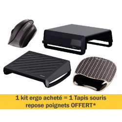 PACK PROMO support écran + repose pieds + souris ergo, le tapis de souris offert*