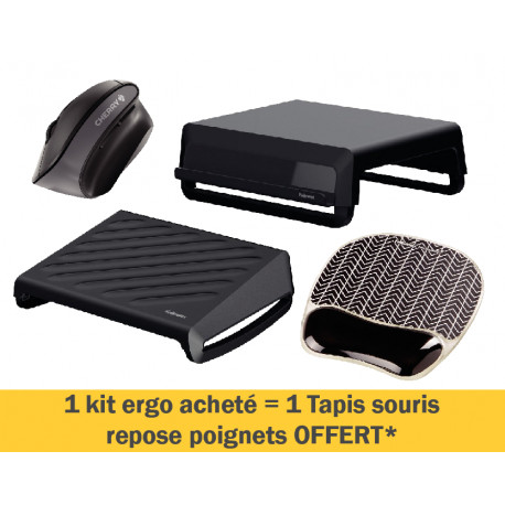 PACK PROMO support écran + repose pieds + souris ergo, le tapis de souris offert*