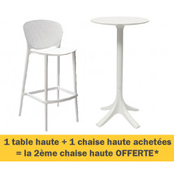 PACK TABLE + 2 CHAISES HAUTES BEEZ BLANC (dont une chaise offerte*)