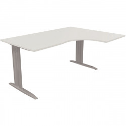 PLAN COMPACT 90° MISSOURI RETOUR DROITE L..180 X P.120 ET 60 CM PLATEAU BLANC /PIÈTEMENT ALU FAB FR