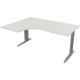 PLAN COMPACT 90° MISSOURI RETOUR GAUCHE L..180 X P.120 ET 60 CM PLATEAU BLANC /PIÈTEMENT ALU FAB FR