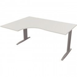PLAN COMPACT 90° MISSOURI RETOUR GAUCHE L..180 X P.120 ET 60 CM PLATEAU BLANC /PIÈTEMENT ALU FAB FR