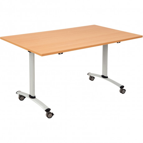 TABLE ABATTANTE RECTANGULAIRE L140XP80CM PLATEAU HÊTRE/PIÈTEMENT ALU FAB FR GAR 5 ANS