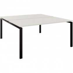 TABLE DE BUREAU  CAROLINE SUR STRUCTURE PARTAGÉE PLATEAUX FIXES DÉPART P165XL140CM 4 PIEDS PLATEAU BLANC/PIÈTEMENT NOIR FAB FR