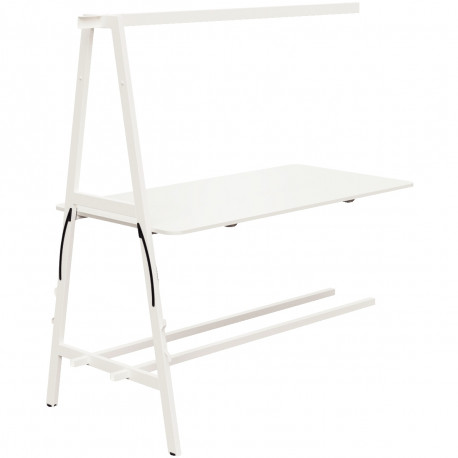 TABLE SUIVANTE L180XP90CM NOMAD PLATEAU BLANC/STRUCTURE BLANC FAB FR AJUST.HAUT.PLATEAU 2 POSIT.ASSIS DEBOUT GAR 5 ANS