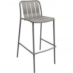 TABOURET HAUT AVEC DOSSIER EMPILABLE VERANO GRIS CDE PAR 2 ALU 100% RECYCL.ASSISE 95KG GAR 3 ANS