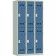 VESTIAIRE D'ATELIER 3 COLONNES 6 CASES INDUSTRIE PROPRE L90CM PORTES BLEU/CORPS GRIS