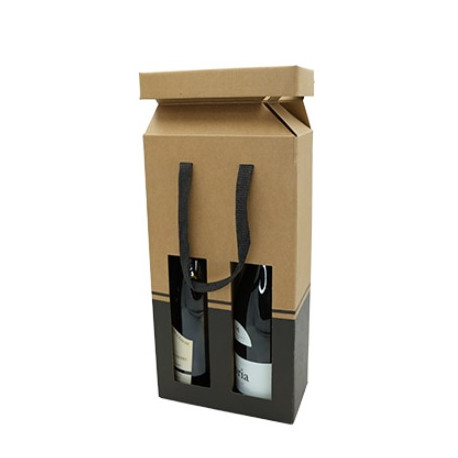 LOT X10 SAC POP-UP BRUN/NOIR 2 BOUTEILLES L19 x P9,5 x H38,5 cm