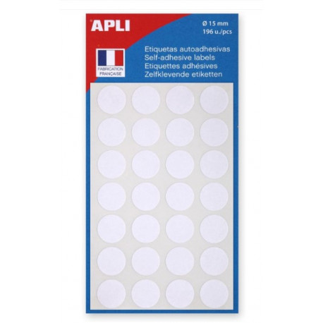 BOITE DE 196 PASTILLE ADH DIAM 15MM PERMANENT BLANC