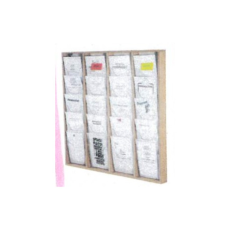 PRÉSENTOIR BOIS NATUREL MURAL 20 CASES A4 PORTRAIT