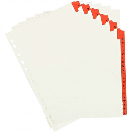 JEU DE 26 INTERCALAIRES ALPHABÉTIQUES TOUCHES RENFORCÉES FORMAT 21X29,7 CM