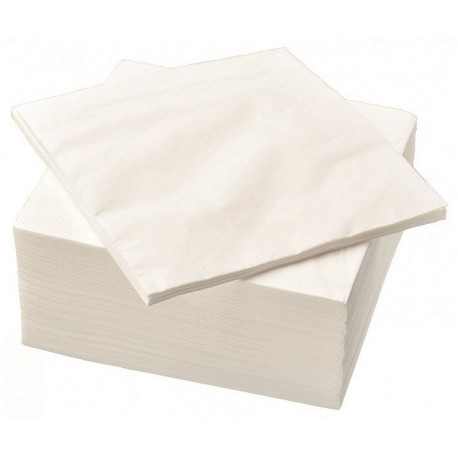 SERVIETTES ouate 1 pli 30x30cm blanches - Carton de 5000