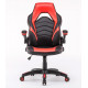 FAUTEUIL GAMING NOIR ET ROUGE DOSSIER CONTACT PERMANENT ACCOUDOIRS RABATTABLES