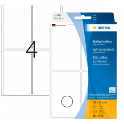 BOÎTE DE 128 ÉTIQUETTES ADHESIVES 52x82mm BLANCHES