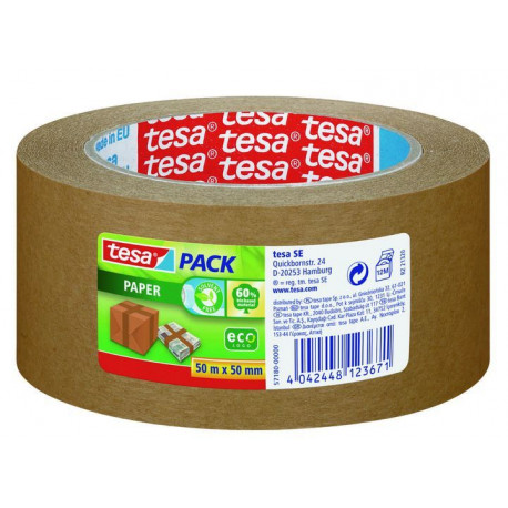 ADHESIF D'EMBALLAGE FIBRE KRAFT 50MMx50M SANS SOLVANT TESA T57180