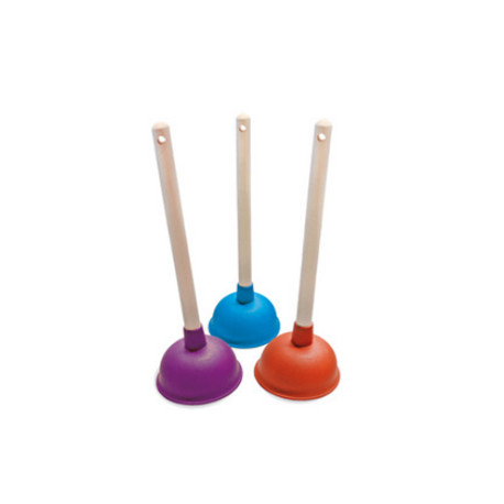 VENTOUSE 140MM AVEC CLOCHE ELASTIQUE 140MM ET MANCHE EN BOIS 370MM COUL ASSORTI