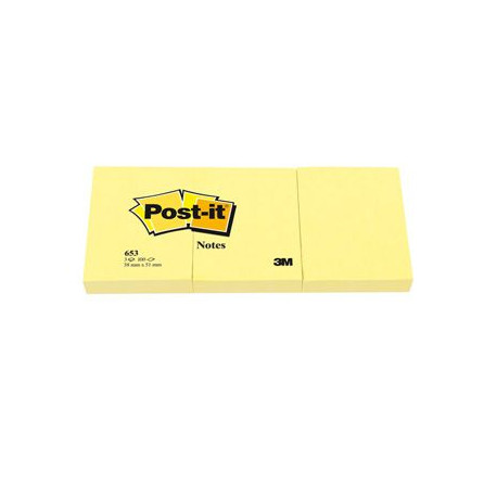 BLOC POST-IT 38x51 JAUNE 653 LOT 3 POSTIT 23611