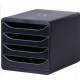 MODULE DE CLASSEMENT 4 TIROIRS NOIR GLOSSY  BIG BOX  ANGE BLEU L27,68XH26,7XP34,7 CM 