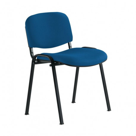 CHAISE ANTHRA+ TISSU BLEU - STRUCTURE 4 PIEDS MÉTAL GRIS ALUMINIUM