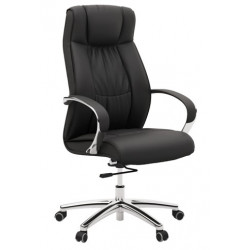 FAUTEUIL ROA CUIR NOIR-ACC.FIXES-BASCULANT - PIET.ALU POLI-REGLAGE TENSION