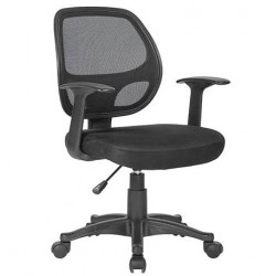 CHAISE BUREAU TISSU NOIR ROTATIVE BASE NYLON MAILLE MAX