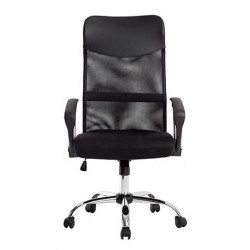 CHAISE DE DIRECTION BUREAU TISSU NOIR IMITATION CUIR ET MAILLE