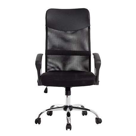 CHAISE DE DIRECTION BUREAU TISSU NOIR IMITATION CUIR ET MAILLE