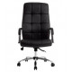 FAUTEUIL DE DIRECTION SIMILI CUIR NOIR BASE ACIER CHROME
