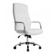 FAUTEUIL DE DIRECTION SIMILI CUIR BLANC BASE ACIER MAX